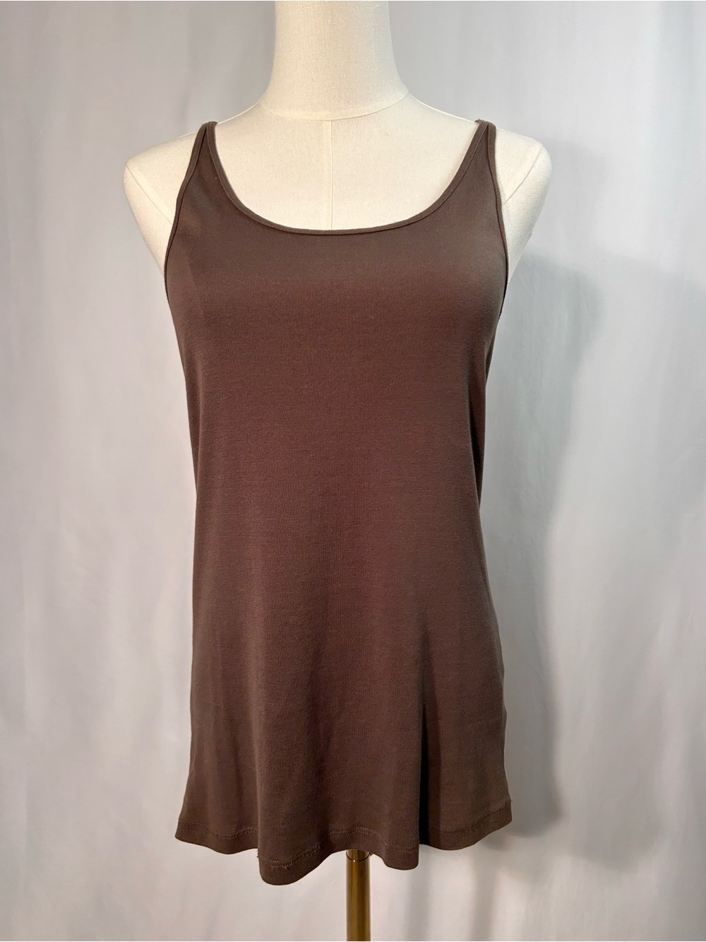 NWOT Eileen Fisher Organic Cotton Grey Scoop Neck Tank Minimalist Layering Sz L